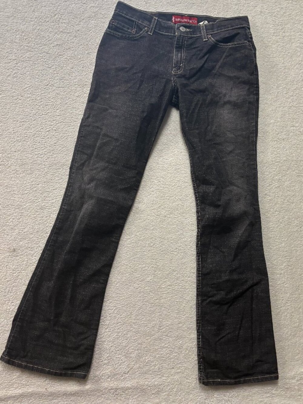 Y2K VTG Levis 518 Jeans Womens 7 JR Superlow Stretch Bootcut Black Denim Cowgirl